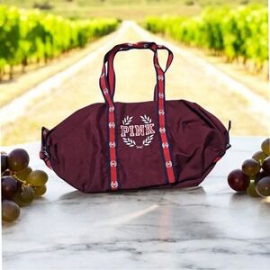 Victoria's Secret PINK Burgundy Duffle Bag Weekender Tote with Studded Strap VGT